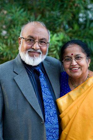 An image of Drs. Pallassana and Shyamala Balgopal. They are looking at the camera and smiling.